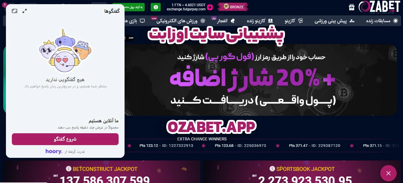 پشتیبانی سایت اوزابت